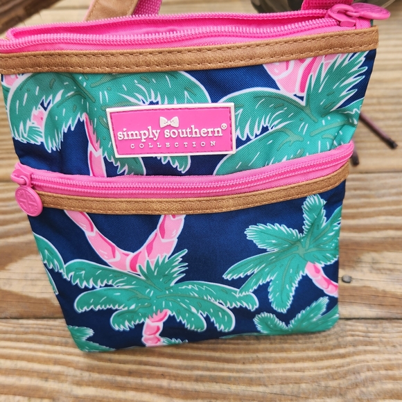Simply Southern Palm-Print Crossbody Bag in Navy and Pink - Picture 2 of 8